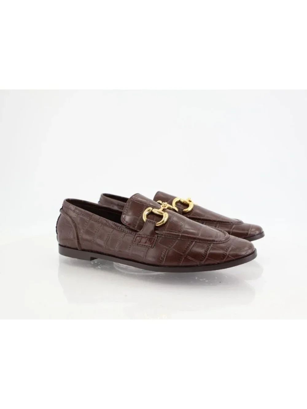 Jeffrey Campbell Velviteen Loafer Size 11 Brown Leather Gold Chain Pointed
